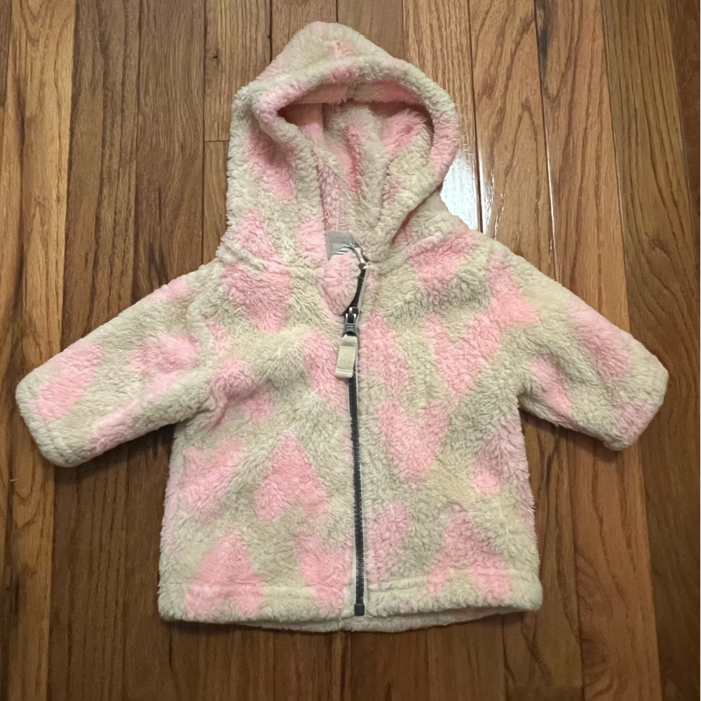 ❤️ 3/$25 Hanna Andersson Baby Girl Pink Heart Fleece Jacket |0-3M
